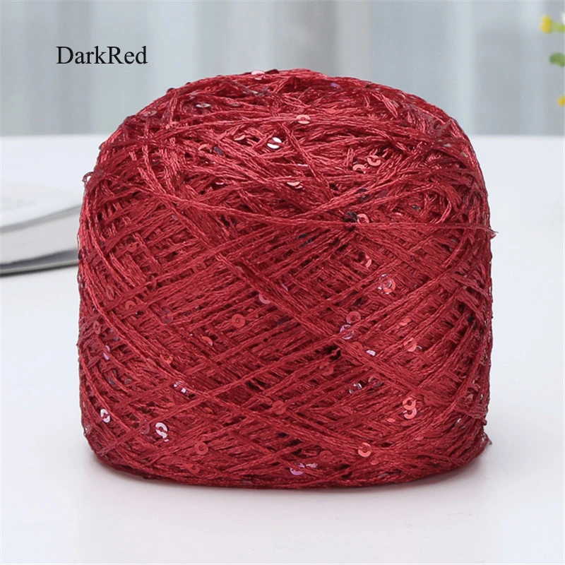 2pcs(200g) Fashion Summer Ice Silk Line Feature Sequins Line Yarn Diy Hand-knitted Wool Thread Sweater Scarft Hats Accessories - Цвет: DkRed