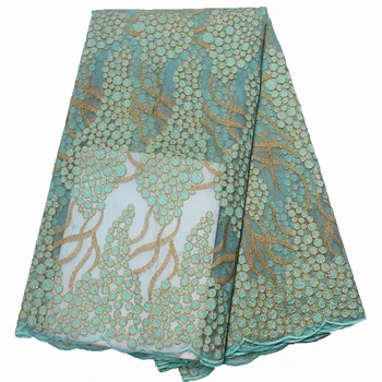 

5yards fabric african 2019 high quality lace tulle lace for women dress new purple lace fabric nigerian lace with stones