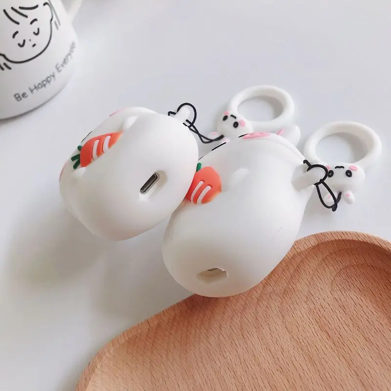 Милый кролик морковь Защитный чехол силиконовый чехол протектор для Airpods 1/2 комплект