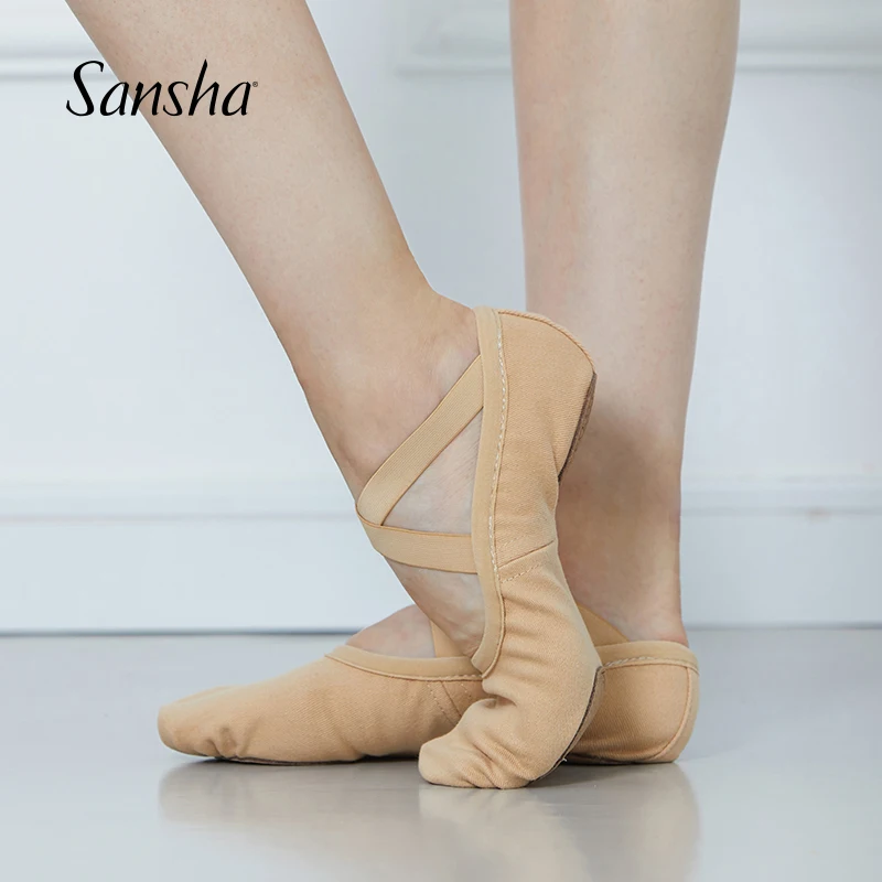 Балетки Sansha для взрослых эластичные холщовые тапочки на шнуровке девушек и