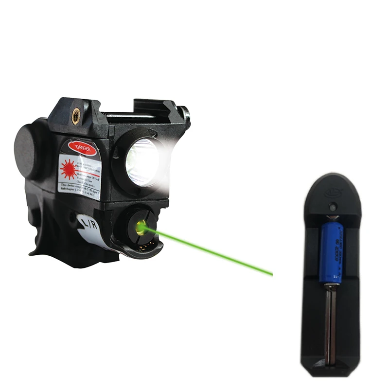 Лазерный прицел Laserspeed Compact Green Red Dot, светодиодный светильник для пистолета, оружия Glock Walther Picatinny, крепление для Пикатинни, для охоты - Цвет: Green Charger Bat