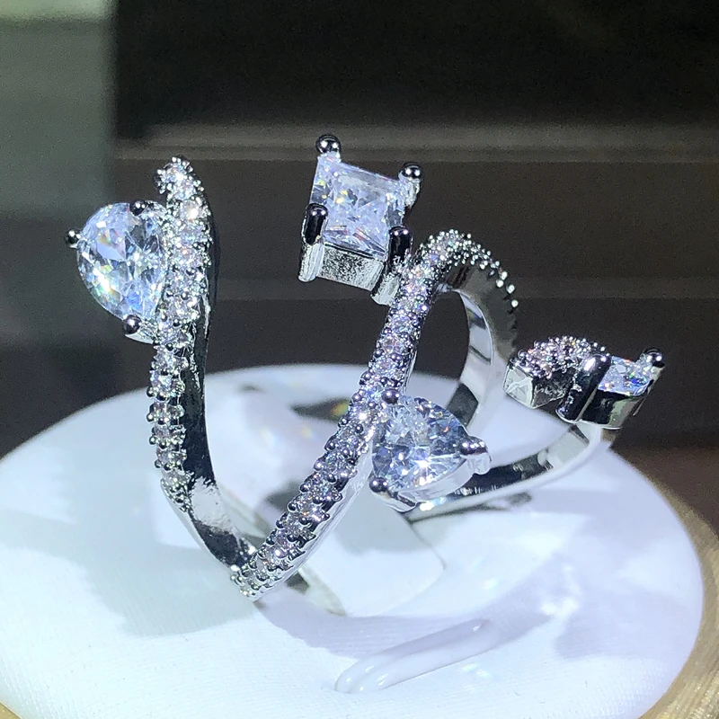 925 sterling silver exaggerated large snake-shaped winding ring ladies jewelry zircon ring party Christmas gift