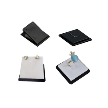 

Customized Black PU Leather Square Ring Sheet Holder Pendant Earring Stud Jewelry Store Organizer Storage Display Stand