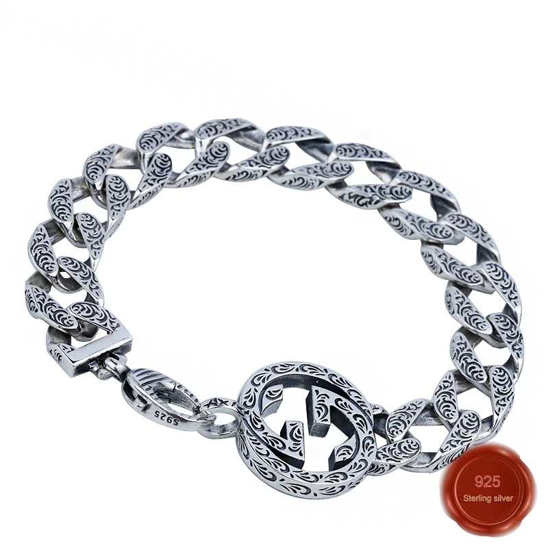 Браслет из стерлингового серебра S925 пробы, ювелирные изделия, простые ювелирные изделия, Ретро стиль, модные буквы, простой стиль, подарок на день Святого Валентина, горячая распродажа