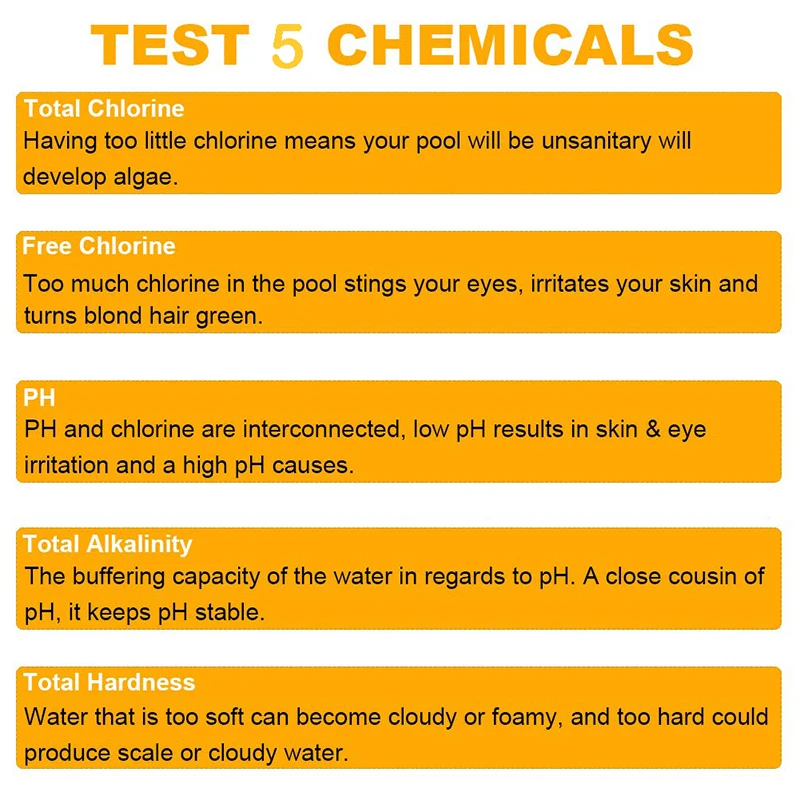 50 шт. для бассейна, спа тест-полоски для воды остаточное значение хлора Щелочность твердость PH Тест-полоска очиститель бассейна аксессуары