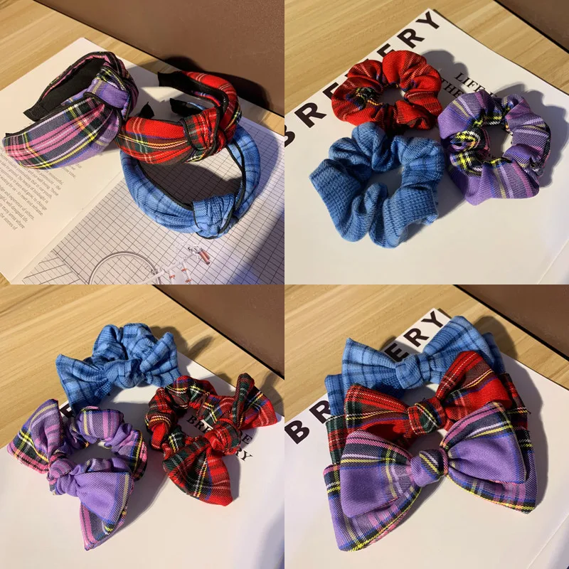 

Sweet Bow Scrunchie Lattice Tie Hairband for Women Girl Elastic Hair Rubber Bands Hair Accessories Headband Rope Ponytail Holder