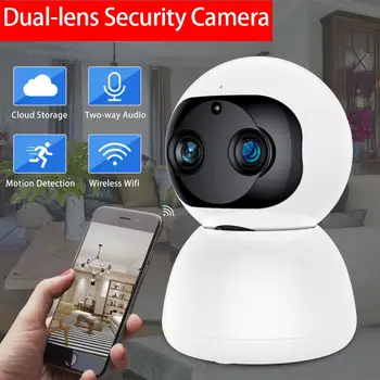 

BEESCLOVER 1080P 2MP Dual-Lens Wireless IP Camera Wifi Security CCTV Camera P2P Night Vision Two Way Audio Baby Monitor EU Plug