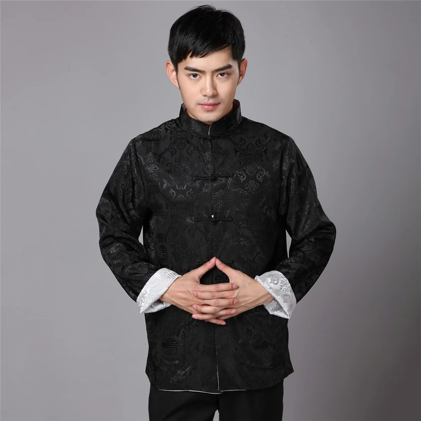 Tang Suit Traditional Chinese Clothing for Men Shirt Jacket Double Wear Collar Cheongsam Top Retro News Year Clothes Kung Fu