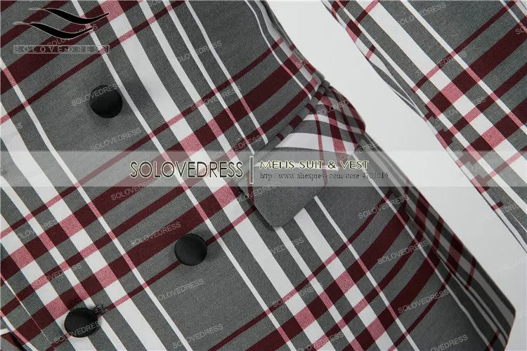Solovedress клетчатый мужской костюм из 3 предметов, приталенный, на одной пуговице, торжественное платье, фрак, Блейзер, куртка, жилет под смокинг и брюки, полиэстер