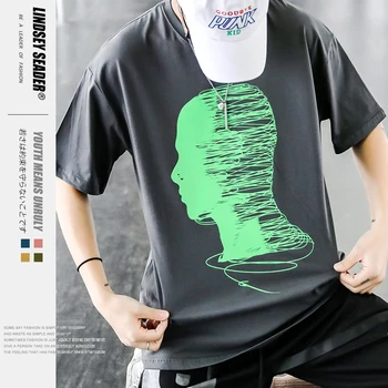 

Women Mens Roped Head Shaodow Print Tshirts Harajuku Casual Streetwear Tees Shirts Men Fashion Short Sleeve T-Shirts Tops