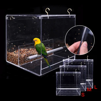 

Creative Anti-spreading Parrot Feeding Supplies S/M/L Bird Feeders Clear Glass Window Viewing Bird Feeding Box Pets Products