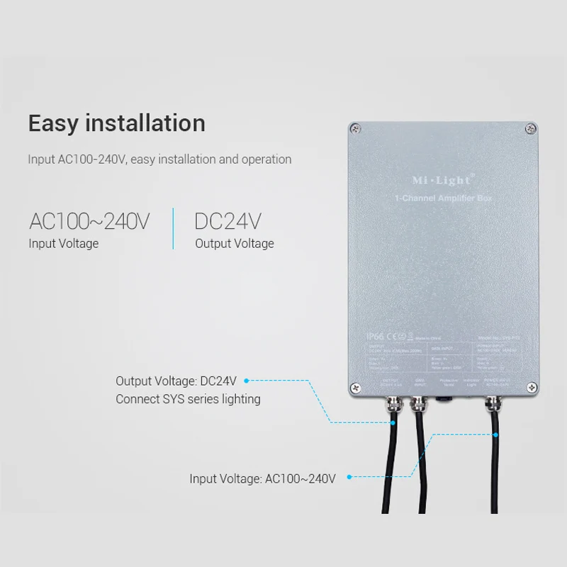 SYS-PT2 led 1-канальный усилитель Вход AC100~ 240V Выход DC24V Max 200W Водонепроницаемый IP66 светодиодный контроллер