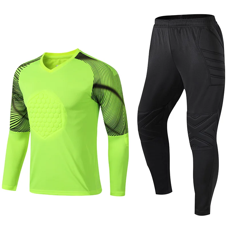 Men Soccer Goalkeeper Jerseys Sponge Protector Set Football Goalkeeper Jersey Outdoor Goal Keeper Uniforms Long Sleeve Suit