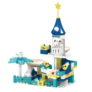 

78Pcs Big Blocks Marble Race Run Block Toy Castle Rabbit DIY Building Blocks Funnel Slide Blocks DIY Bricks Toys For Baby Gift