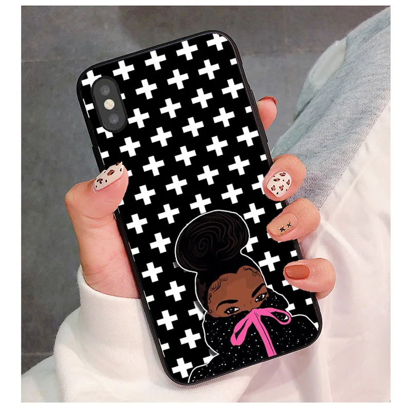 2bunz Melanin Poppin Aba чехол для телефона для iphone 11 11PRO 5S SE 6S 7 8 XS XR XSMAX Черный силиконовый чехол для девочек - Цвет: TPU