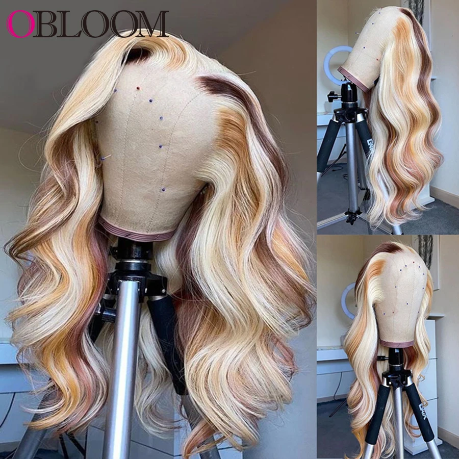 Photo Product Obloom 30 Inch Honey Blonde 613 Lace Front Human Hair Wigs Body Wave Wig Brazilian Hair Wigs for Women PrePlucked Baby Hair