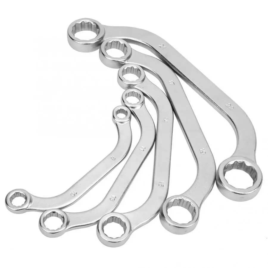 5pcs 8-22mm Metric Wrench Kit Half Moon Double-Ended Chrome Vanadium Steel Spanner Repair Tools Set