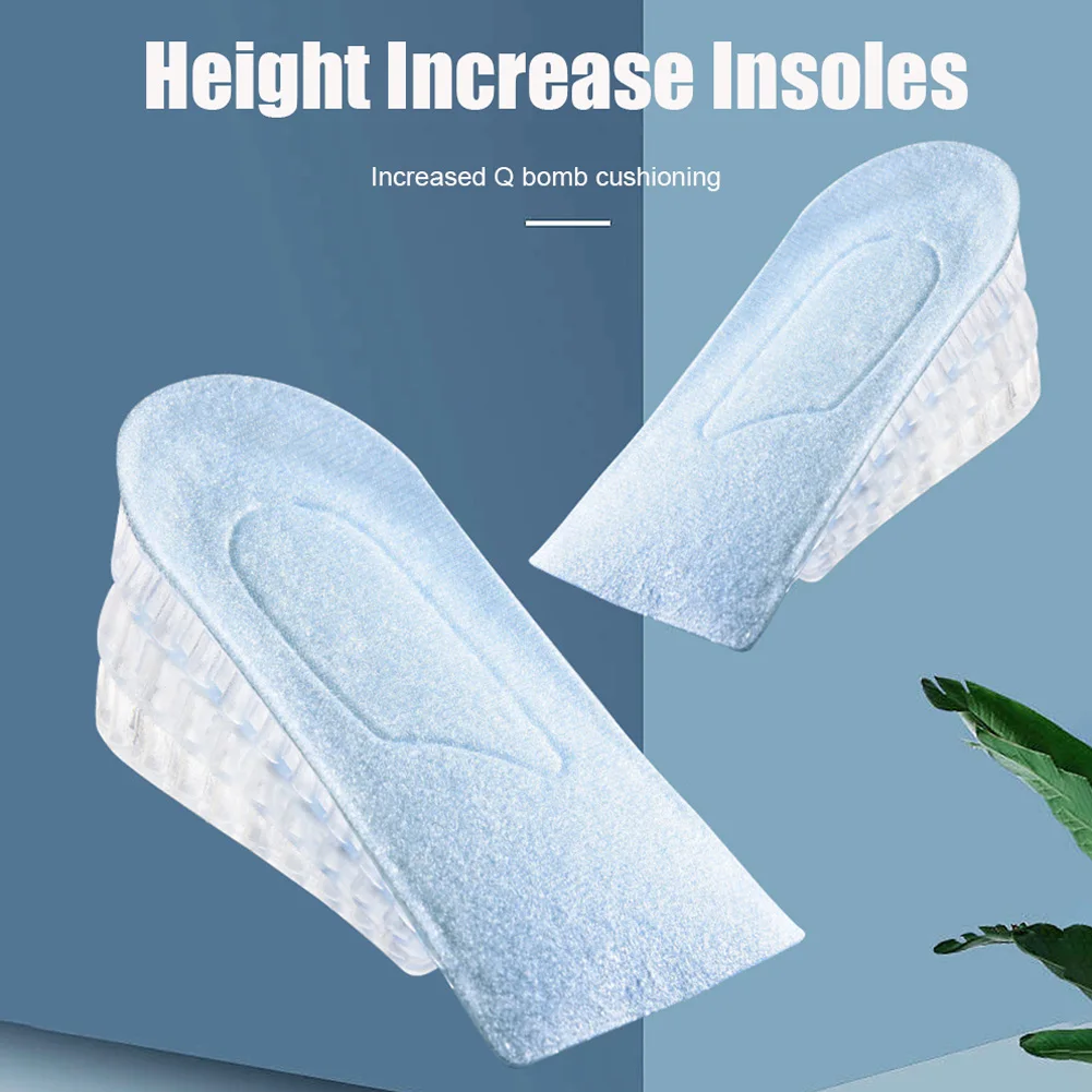 1pair Unisex Silicone Comfortable Inserts Invisible Height Insoles Five Layers max 6.5cm