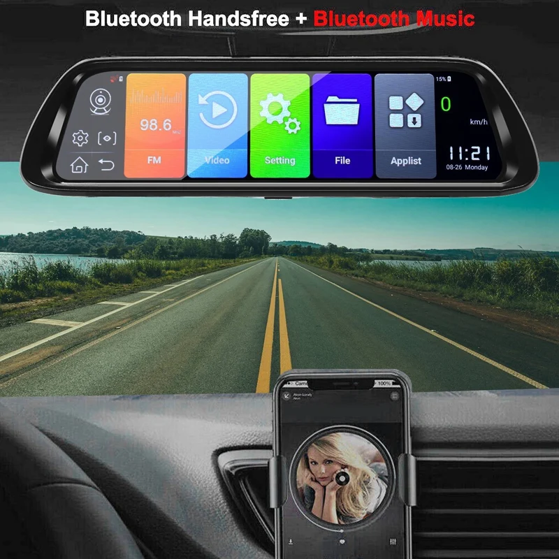  Android 8.1 Car DVR GPS Navigator Camera 10Inch FHD 1080P Stream Media Rear View Mirror 4G GPS Mirr