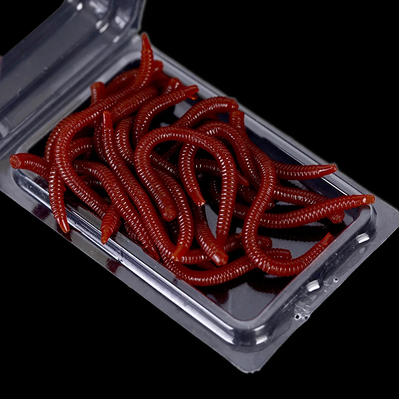 

20Pcs Artificial Fishing Worms Simulation Earthworm Red Fishing Worms Fishy Smell Lures Soft Bait 8cm 10cm Fishing Tackle