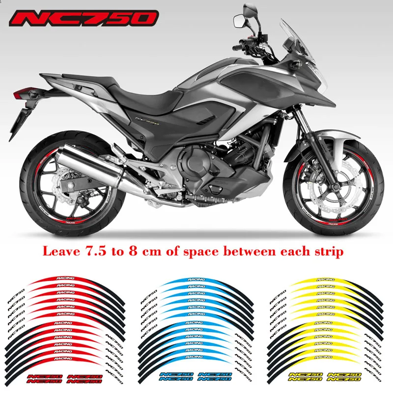 

12 шт., светоотражающие полосы для колес мотоцикла Honda NC750S NC750X NC750