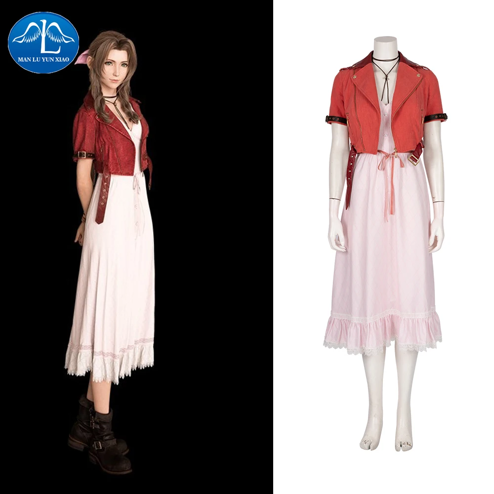 

Manluyunxiao Aerith Cosplay Final Fantasy VII Gainsborough Masquerade Party Outfit Halloween Costume for Womens Girl Customize
