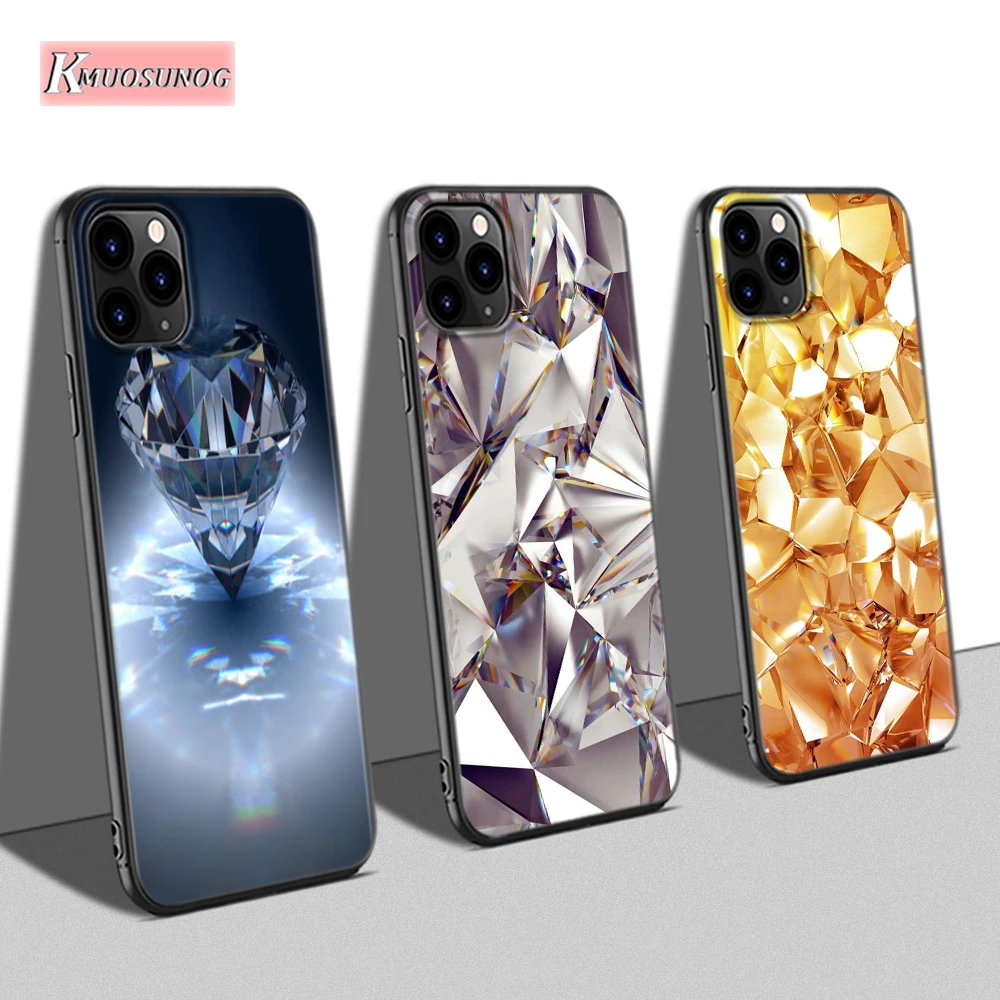 

Black Cover For iPhone 11 Pro XS XR X Max Phone Case Crystal Diamond Picture Print for iPhone 8 7 6S 6 Plus 5S Phone Shell