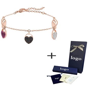 

SWA New Fashion High Quality Heart Bracelet Shiny Romantic Crystal Temperament Lady Jewelry Send Girlfriend Best Birthday Gift