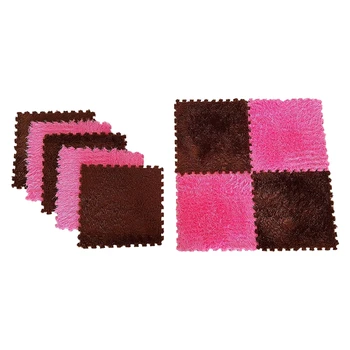 

9 Piece Interlocking Foam EVA Fuzzy Mat Flooring Fluffy Carpet Tiles for Kids - Perfect for Nursery Decor, Baby Room, Playroom a
