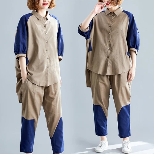 

Large Size 2 Piece Set Women Pant And Top Casual Two Piece Outfits Tracksuit Women Matching Sets Ensemble Femme Deux Pieces