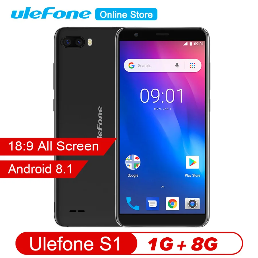 

Original Ulefone S1 Android 8.1 smartphone MT6580 Quad Core 5.5''HD 8MP 1GB RAM 8GB ROM 3000mAh 3G WCDMA Face ID Mobile Phone