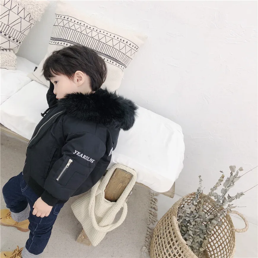 

2019 Winter Style New Style Childrenswear Korean-style Men And Women Child Baby Embroidered Lettered Cotton-padded Clothes Small