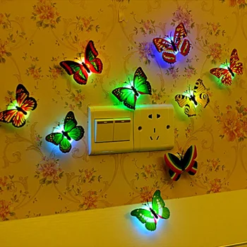 

Creative Colorful Butterfly LED Night Light 3D Wall Glow Sticker for Home Bedroom Decorative Color Random Club Bar Restaurant