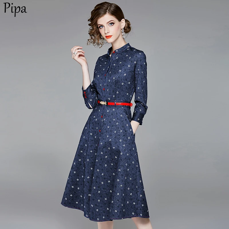 

Dresses for women party Autumn Winter New Arrival French Princess Style Round Collar Collect Waist Woman Long Dress