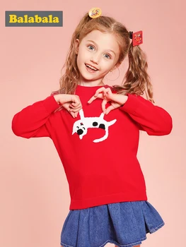 

Balabala Children's clothing sweater girls 2019 new autumn cotton sweater children baby girl