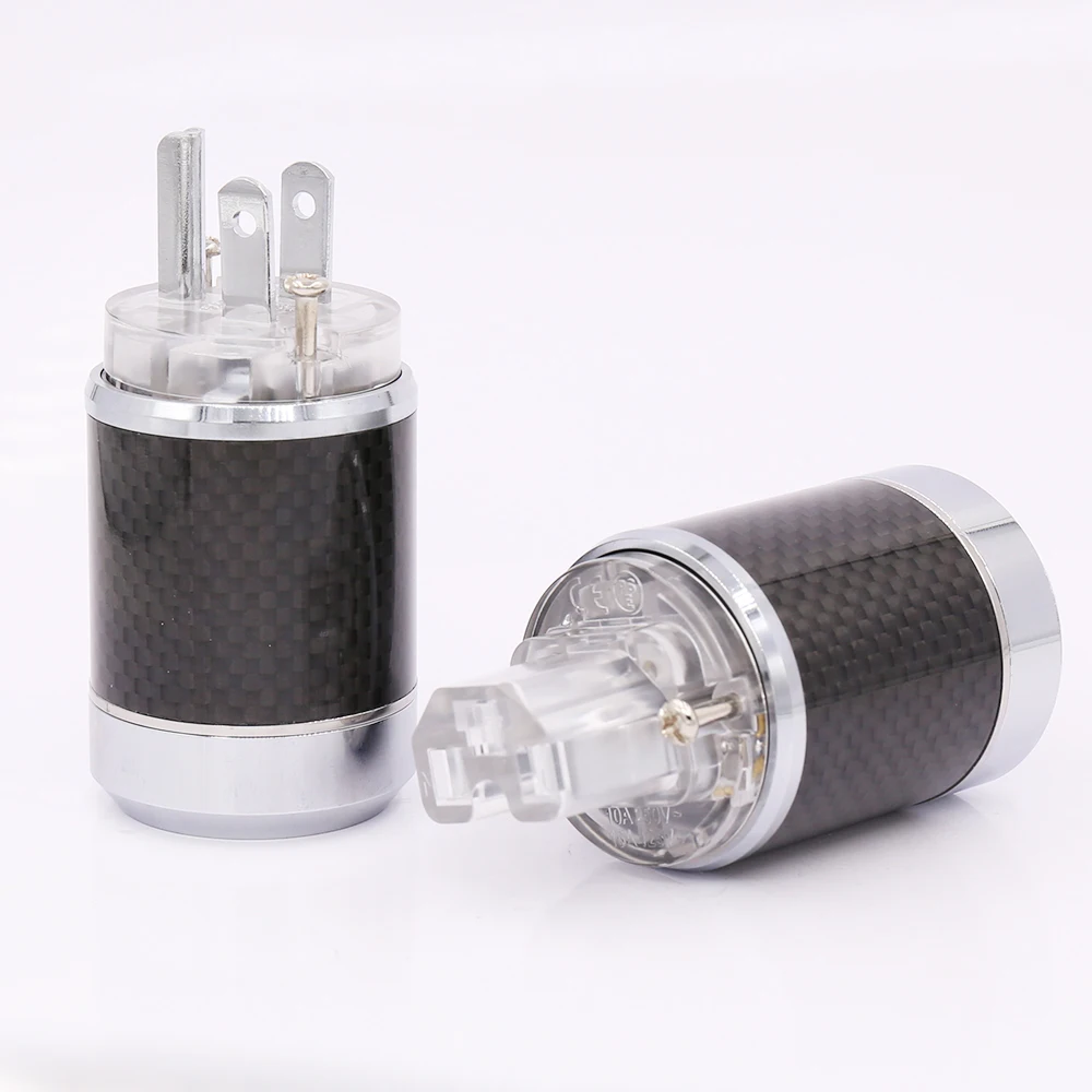 

Pair Carbon fiber Rhodium Plated US AC Power Plug Connector IEC Plug