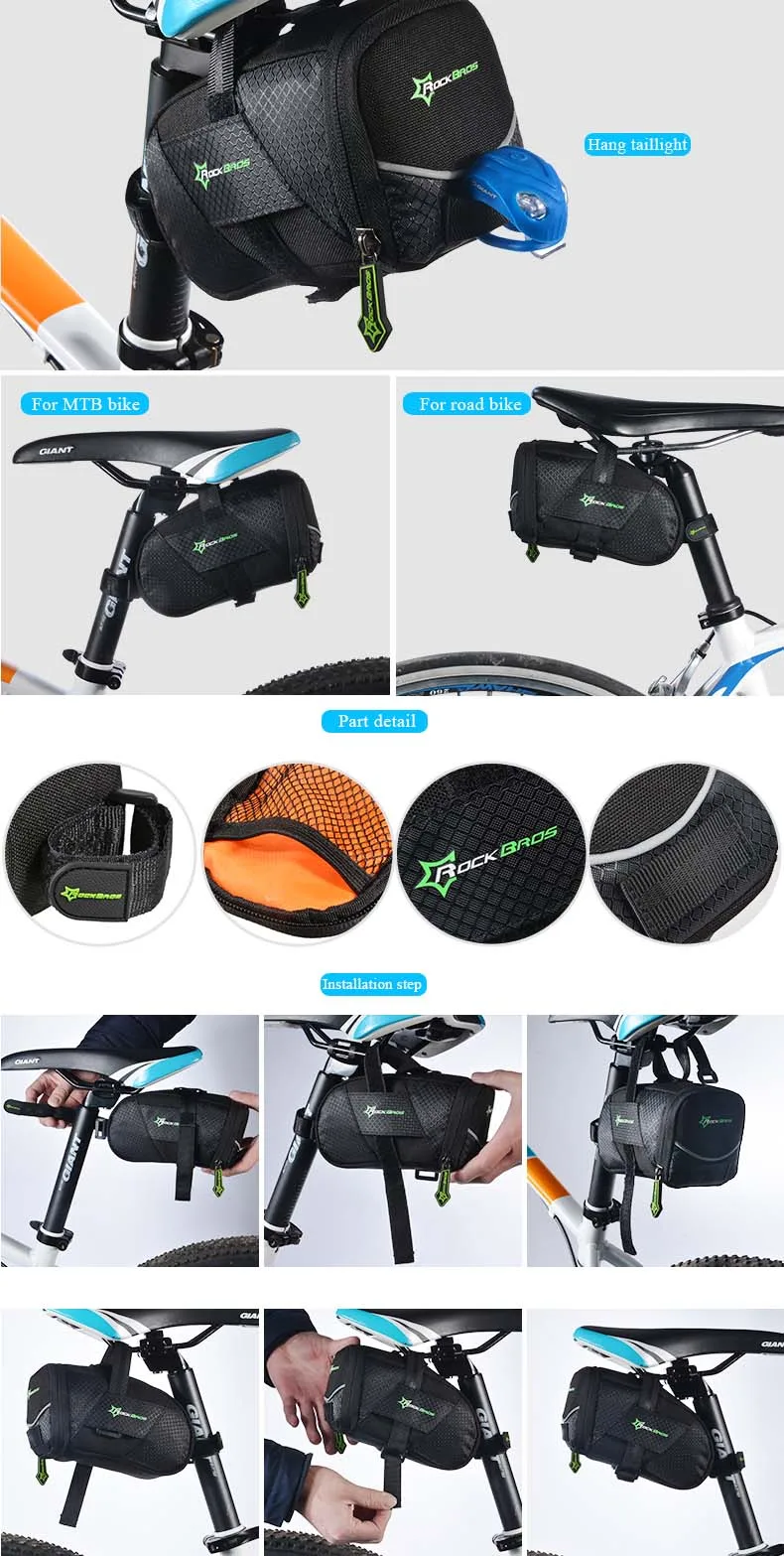 Cheap Rockbros Bike Bag Waterproof Mountain Road Bicycle Bag Reflective Cycling Saddle Back Seat Bag Accessories Bisiklet Aksesuar 32