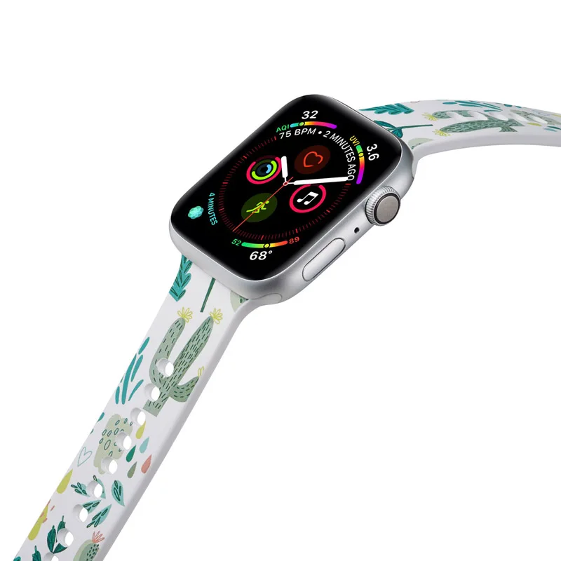 009 Спортивный мягкий силиконовый ремешок для Apple Watch 38 мм 42 мм 40 мм 44 мм браслет для iWatch серии 5 4 3 2 1 рисунок Фламинго ремешок - Цвет ремешка: 009