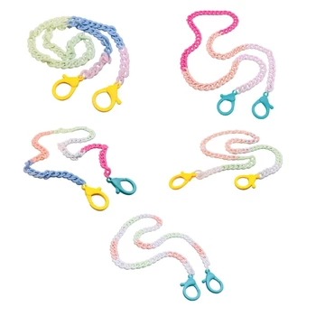 

5Pcs/Set Contrast Candy Colored Face Mask Holder Lanyard Eyeglass Anti-Lost Acrylic Chain Strap Double Clip Necklace