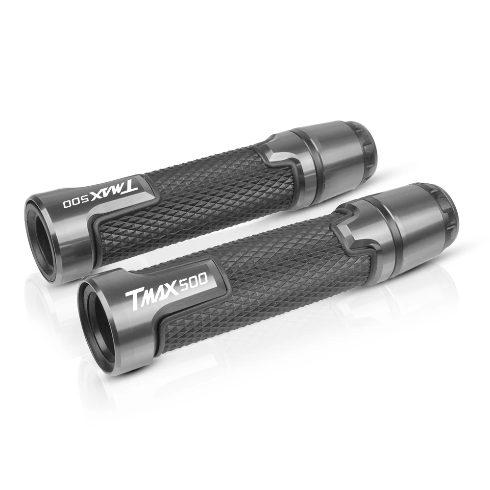 Для Yamaha TAMX 530 500 2010- круглый год мотоциклетные ручки алюминиевые резиновые ручки для скутера - Цвет: grey TMAX500 logo