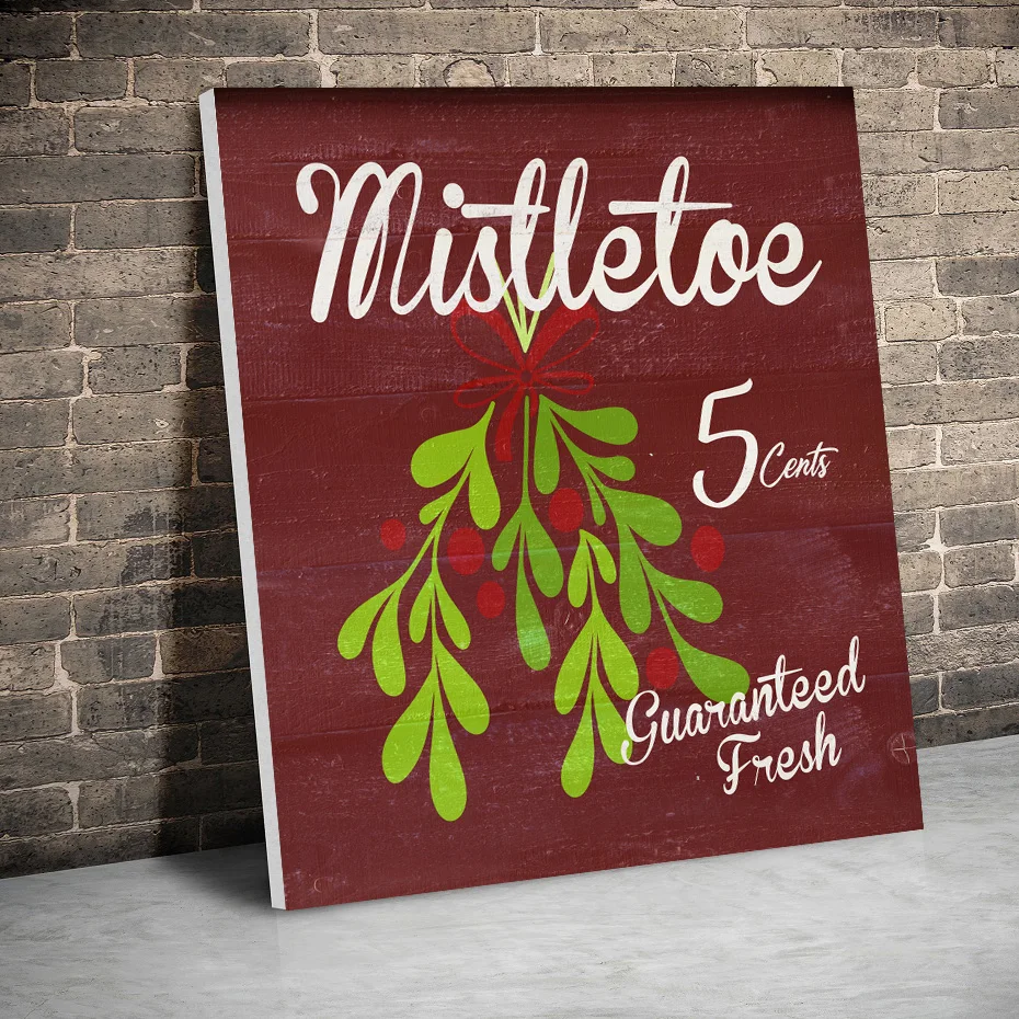 Mistletoe в рамке Рождественский Декор плакаты картины на холсте настенные детская