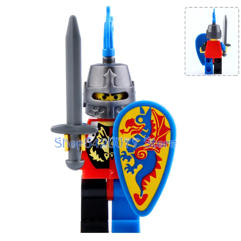 9812 D 50pcs 50 шт. средневековый рыцарь Броня синий дракон рыцарь фигурка строительные блоки подарок игрушки для детей AX9809 AX9810 - Цвет: 9812 D 50pcs