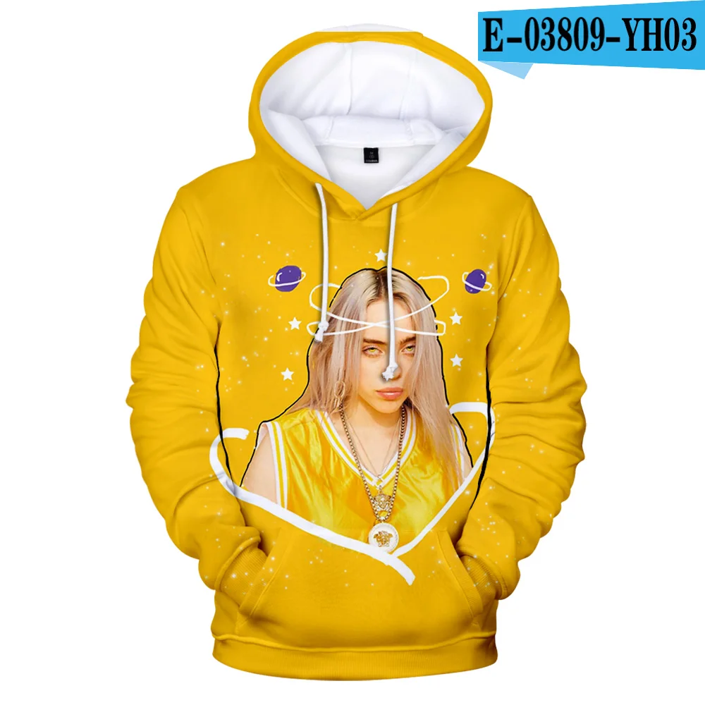 3D Новинка, Billie Eilish, 3D толстовки, свитшоты для мужчин и женщин, модные толстовки в стиле Харадзюку, уличная Толстовка в стиле хип-хоп, Billie Eilish, Детская толстовка с капюшоном - Цвет: 3D