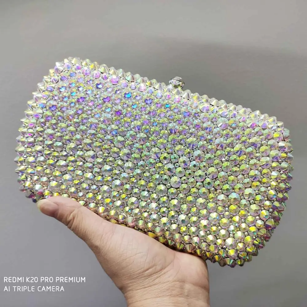 design F Роскошные Кристальные сумки AB Серебряный клатч кошелек Индивидуальные Имя вечерние сумки добавить буквы бриллиантовый кошелек сумки SM20 - Цвет: design F
