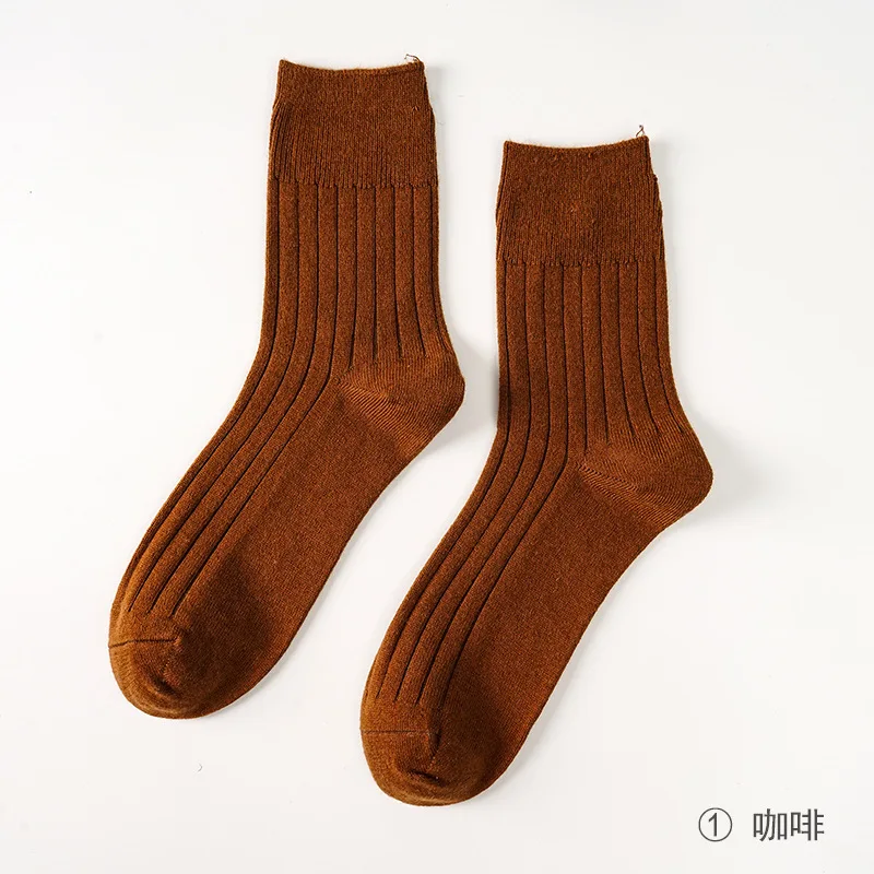Wool Men Socks WinterThickened Warm Cylinder Pure Color Versatile Sweat Absorption Long  Business Cashmere