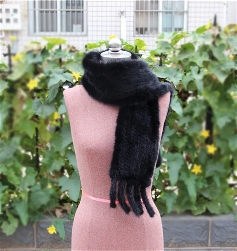 2019 женские трикотажные реального норки шарф зима шеи Для женщин Natrral меховые шарфы палантины норки S #50