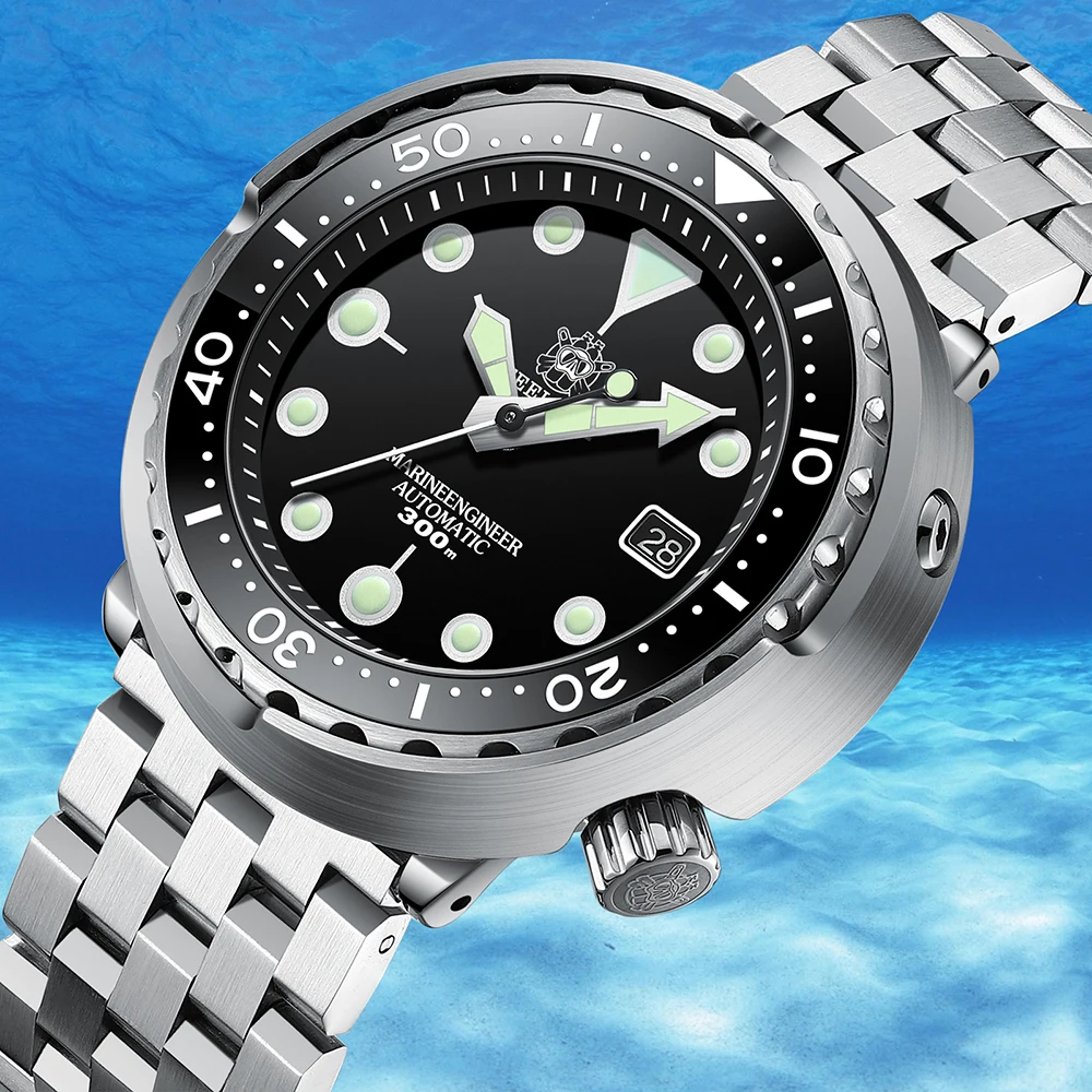 STEELDIVE SD1975 Mens Automatic Watches Men Dive Watch 300m Waterproof Mechanical Wristwatch C3 Luminous Clock Sapphire Mirror