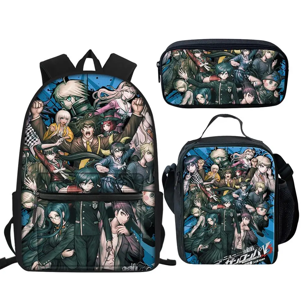 CDGX2470GKZ58 Крутая школьная сумка Danganronpa набор/3 шт для подростка мальчика холст путешествия ноутбук рюкзак для мужчин Monokuma сумка для книг рюкзак капельница - Цвет: CDGX2470GKZ58