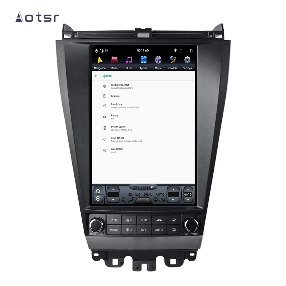 AOTSR Android 8.1PX6 Tesla стиль вертикальный HD экран DSP аудио SWC Автомобильный gps навигатор для Honda Accord 7 мультимедийный плеер радио