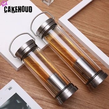 

Double-layer High Borosilicate Glass Water Bottle Infusion Filter Pu'er Tea Cup Car Outdoor Creative Glass Water Bottle Gift